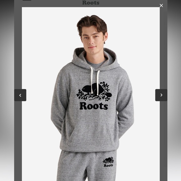 ROOTS| Men’s Organic Original Kanga Hoodie Salt & Pepper Sz L - Picture 1 of 13